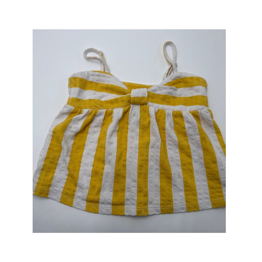 Old Navy Girls Striped Tank Top Yellow White Size 8 Bow Front Summer
